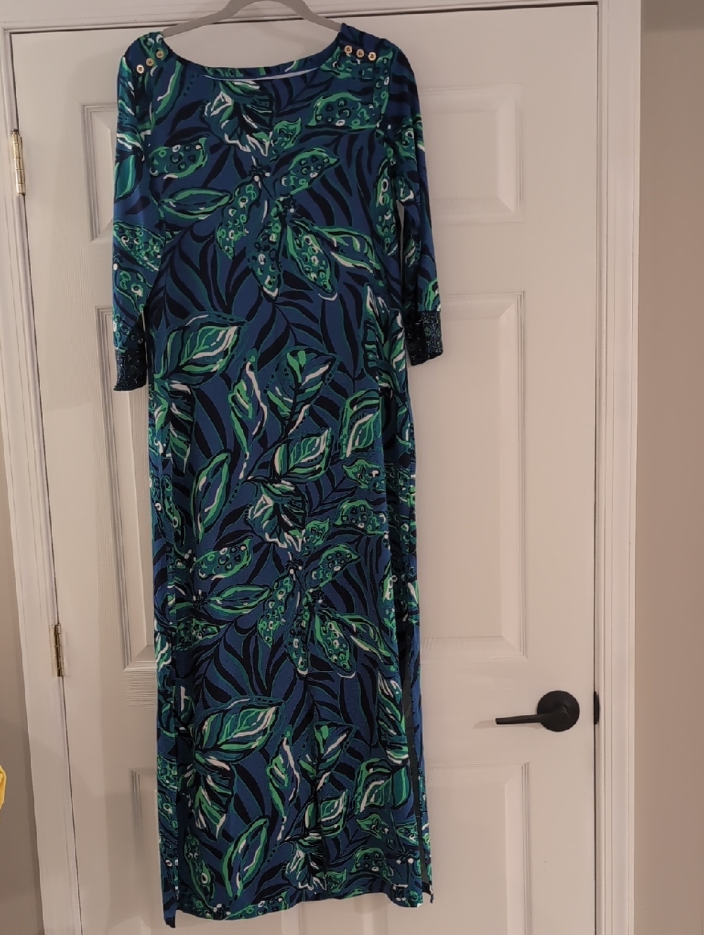 Lilly Pulitzer UPF 50+ Indigo Breeze Shady Gators Maxi Dress with Navy Accents